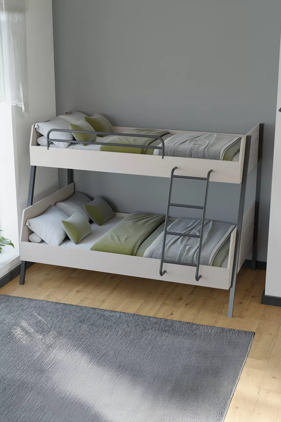 Lits superposés pour jeunes avec pieds en métal Cardi pour chambre d'enfant
