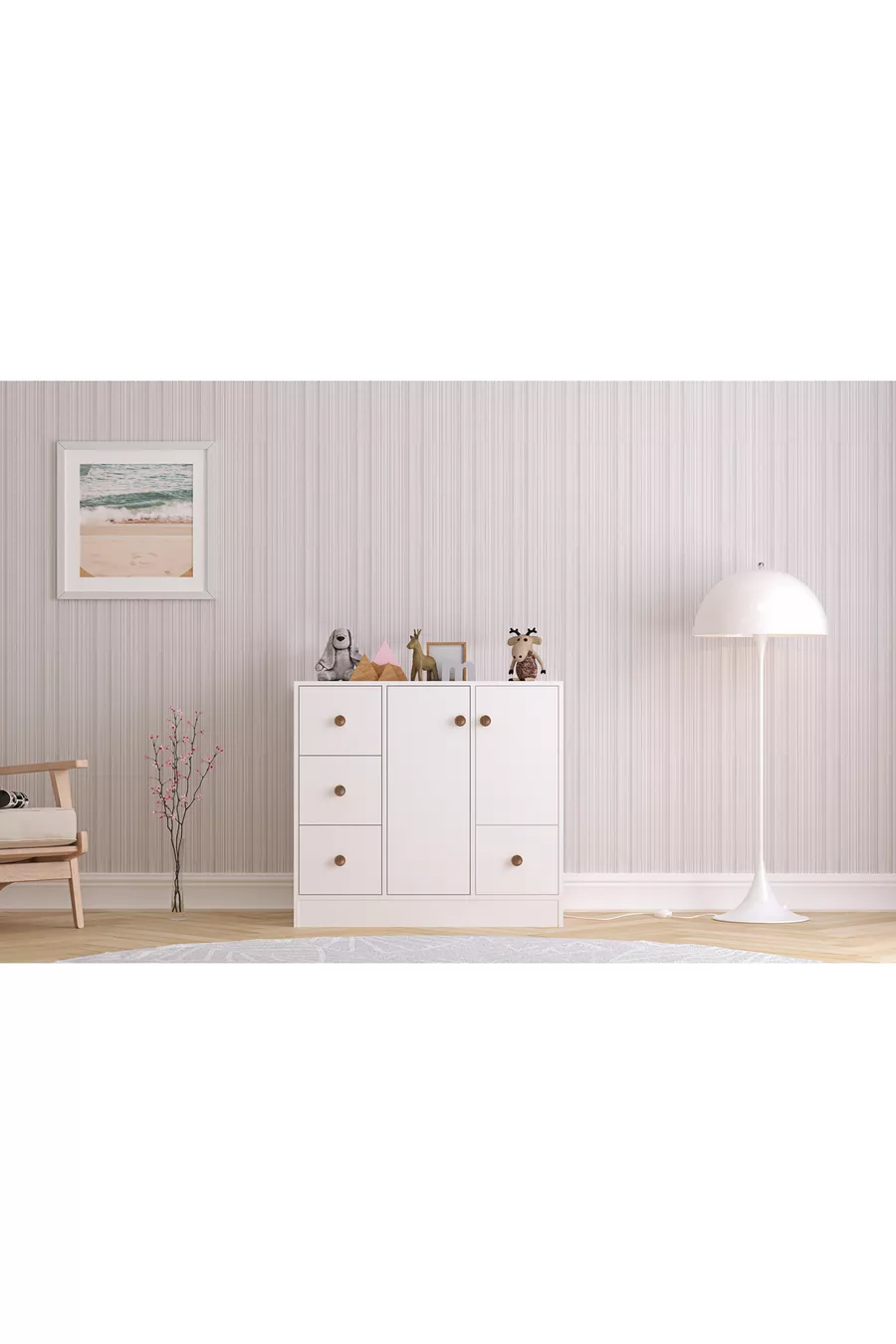 Commode Elif Moderne à 2 Portes et 4 Tiroirs