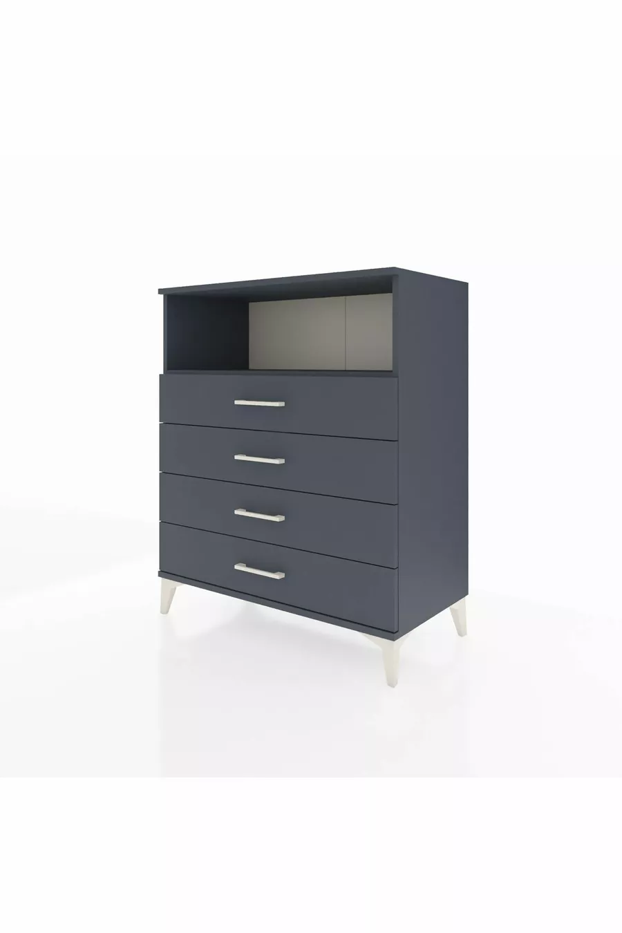 Commode Hyperion à une étagère et 4 tiroirs Anthracite-Anthracite