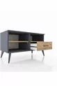Commode Hyperion 2 étagères 1 tiroir Anthracite-Épicéa