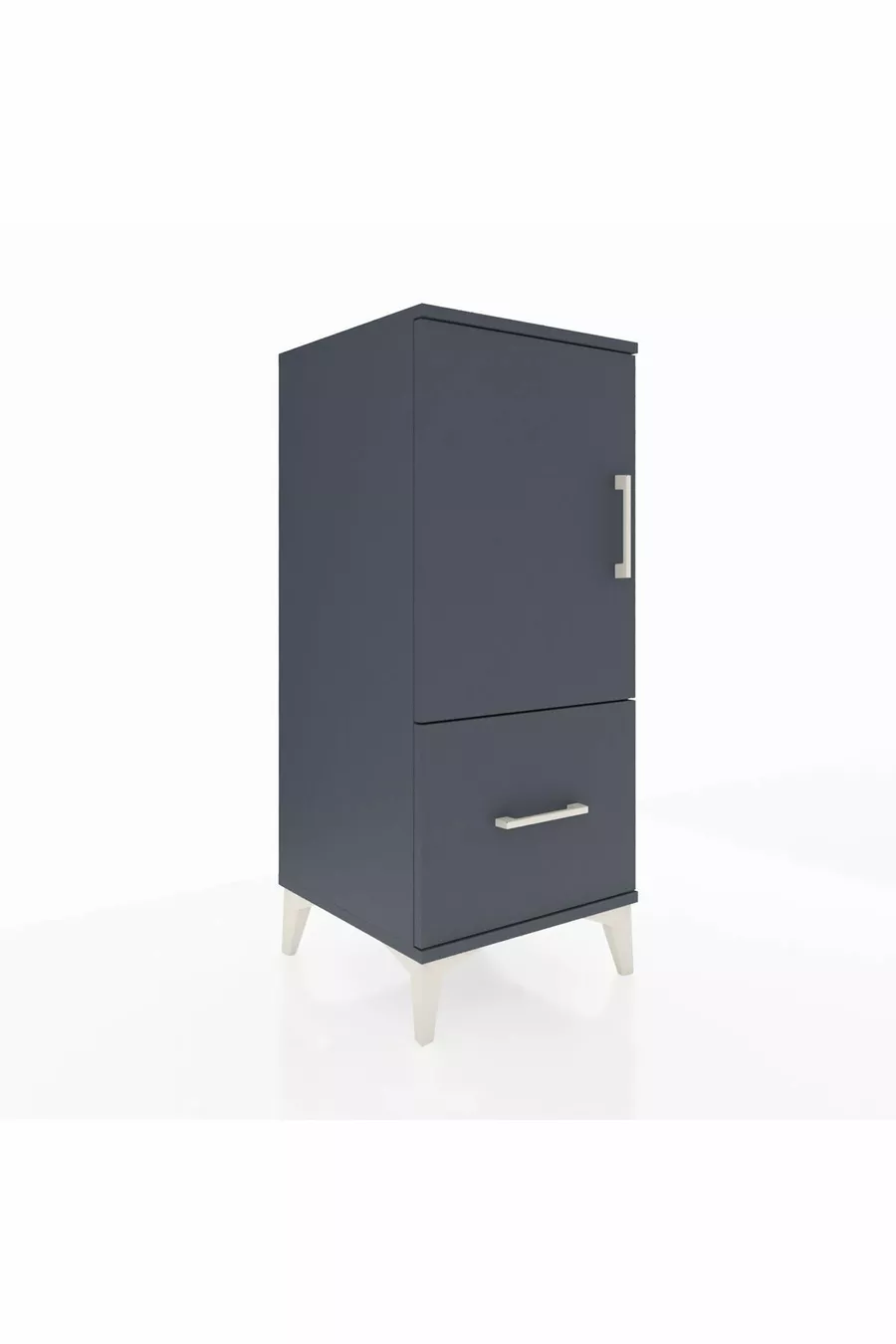 Table de chevet Hyperion avec 2 étagères, 1 tiroir et 1 porte, Anthracite-Anthracite
