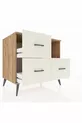 Commode Kronos à une étagère et 3 tiroirs en pin et pierre de lave