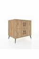 Commode Kronos à 2 étagères et 4 portes Pin-Pin/Marbre blanc