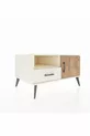 Commode Kronos avec 2 étagères, 1 tiroir et 1 porte, couleur Pierre de lune/Pin