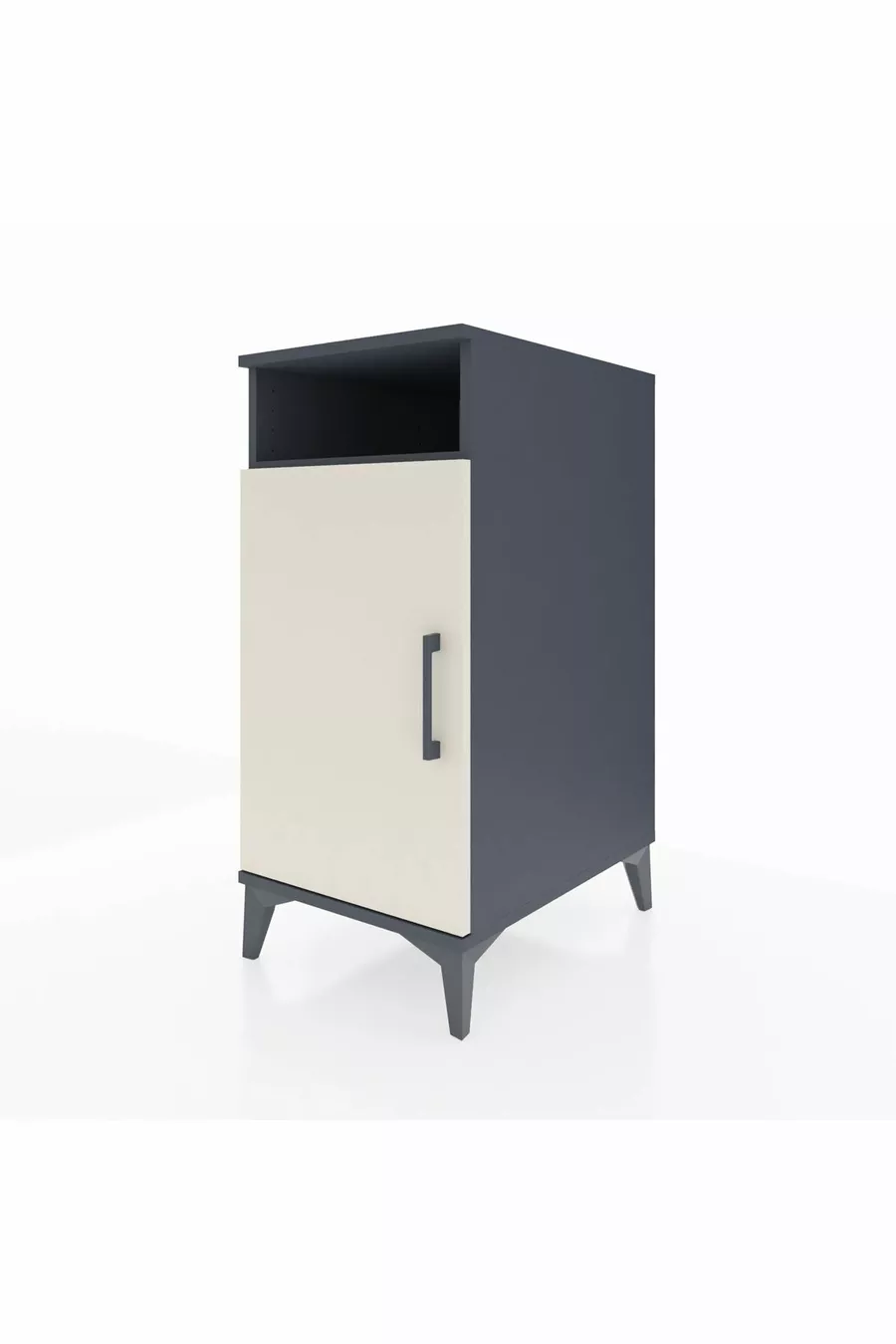 Table de chevet Kronos avec 3 étagères et 1 porte Anthracite-Pierre de lune