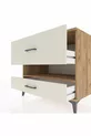Commode Kronos à une étagère et 2 tiroirs en pin et pierre de lave