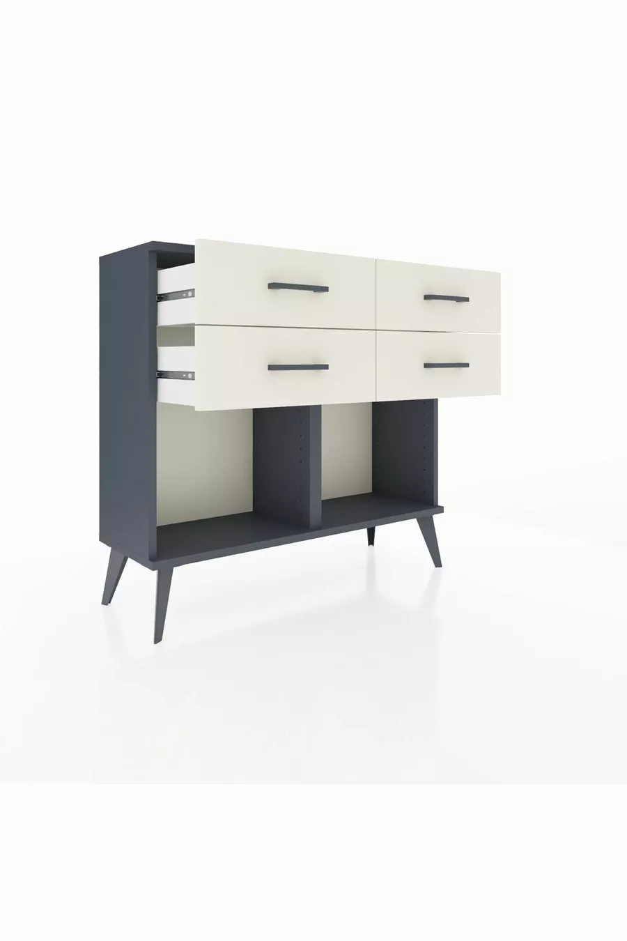 Commode Arges 4 tiroirs Anthracite-Anthracite/Pierre de lune