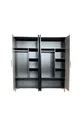Armoire MDF à 4 portes de haute qualité Ege | Revêtement Rehau | Pieds en charme | Détails en verre