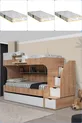 Lits superposés, Lit superposé Aura avec tiroirs - 3 matelas confort