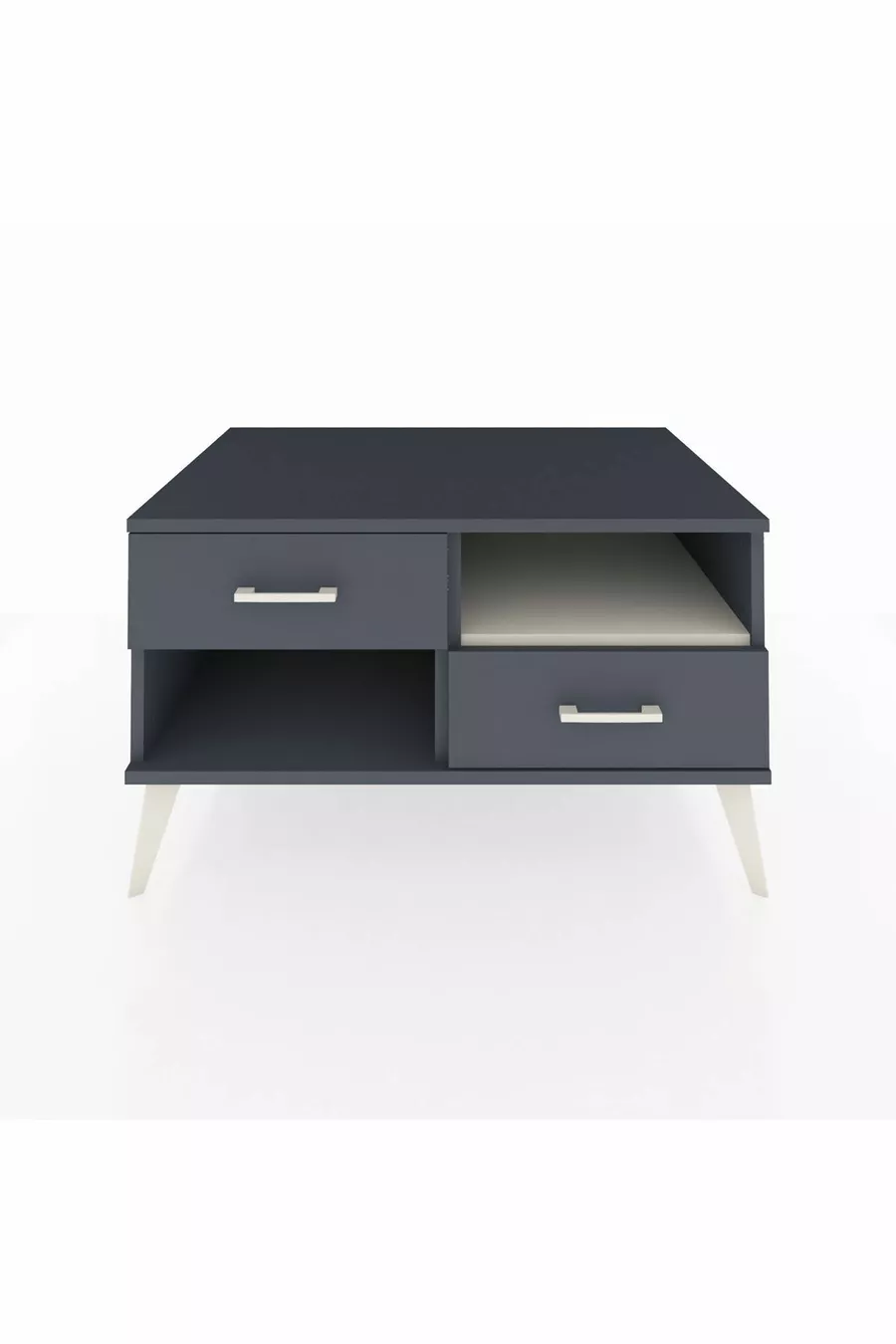 Commode Kronos à une étagère et 2 tiroirs Anthracite-Gris pierre/Anthracite