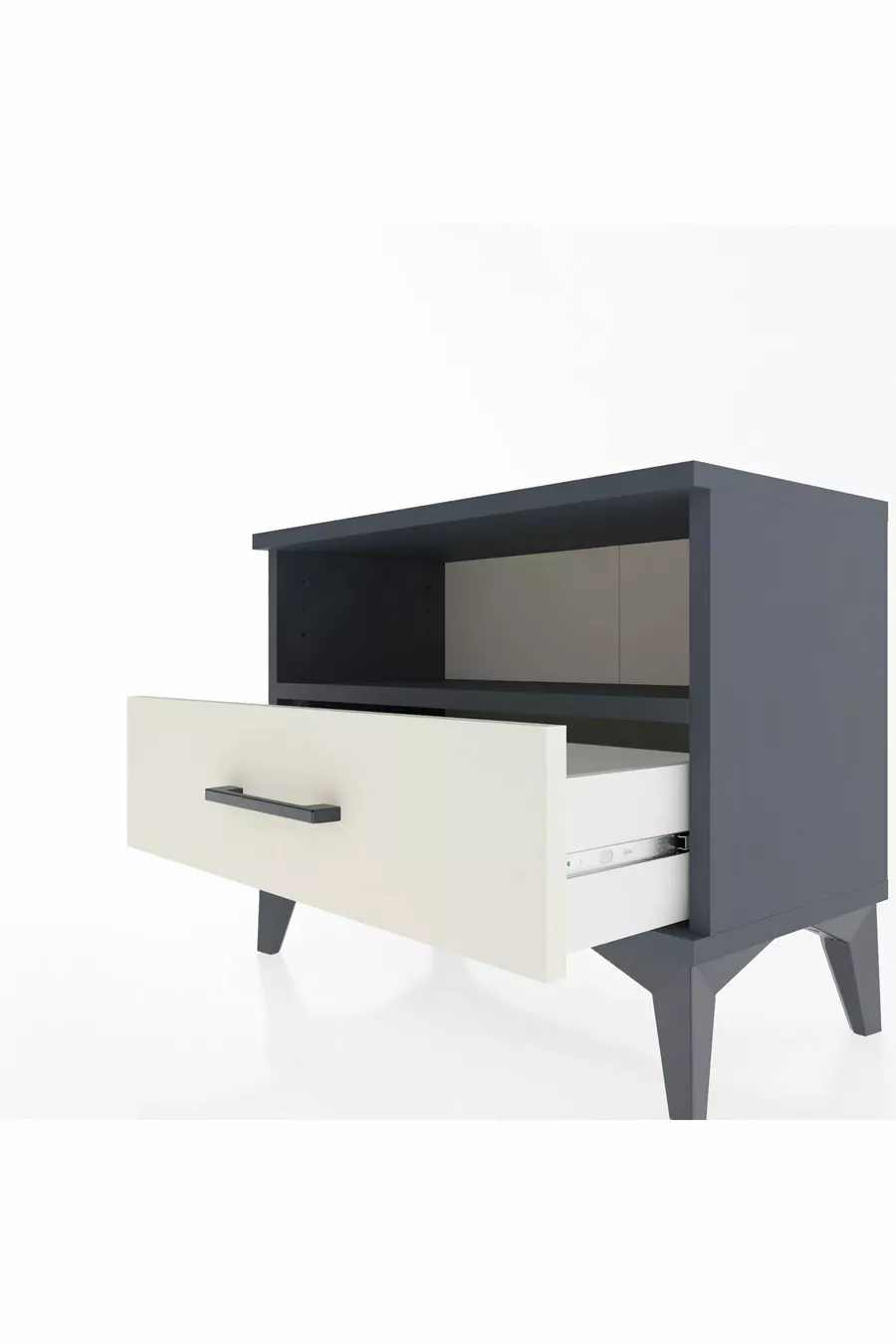 Table de chevet Arges à une étagère et un tiroir, anthracite-ardoise