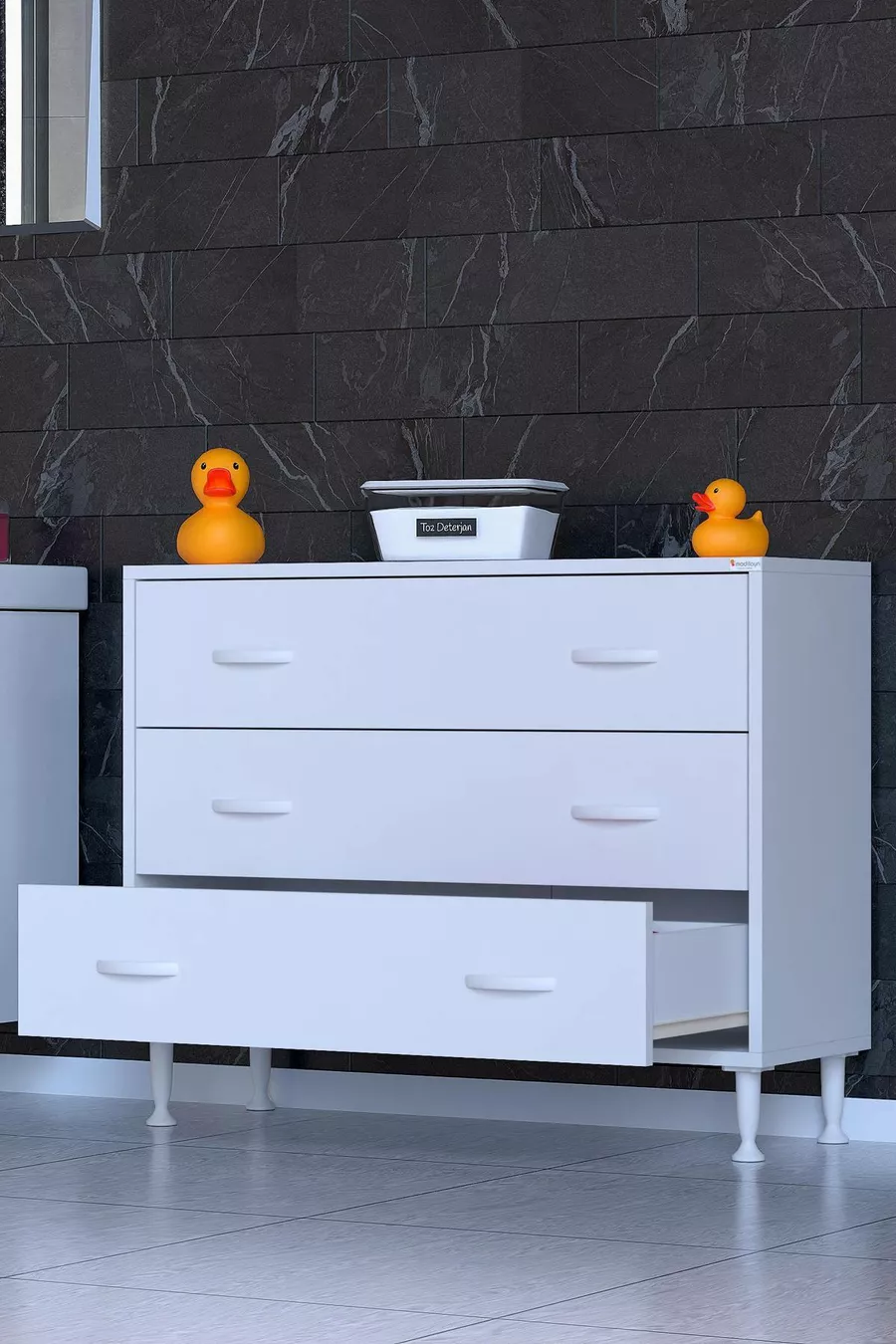 SÖKE, Armoire de salle de bain multifonctions à 3 tiroirs sur pied (différentes options de largeur)