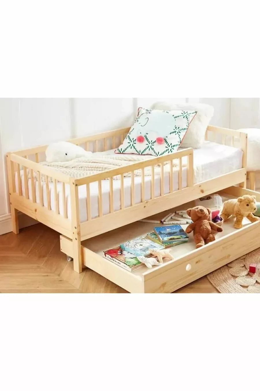 Lit Montessori en bois pour enfant - Lit avec petit lit intégré - Lit Montessori - 