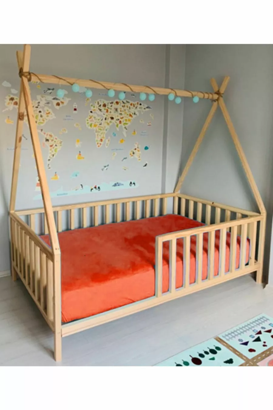 Lit pour bébé et enfant Montessori naturel amérindien