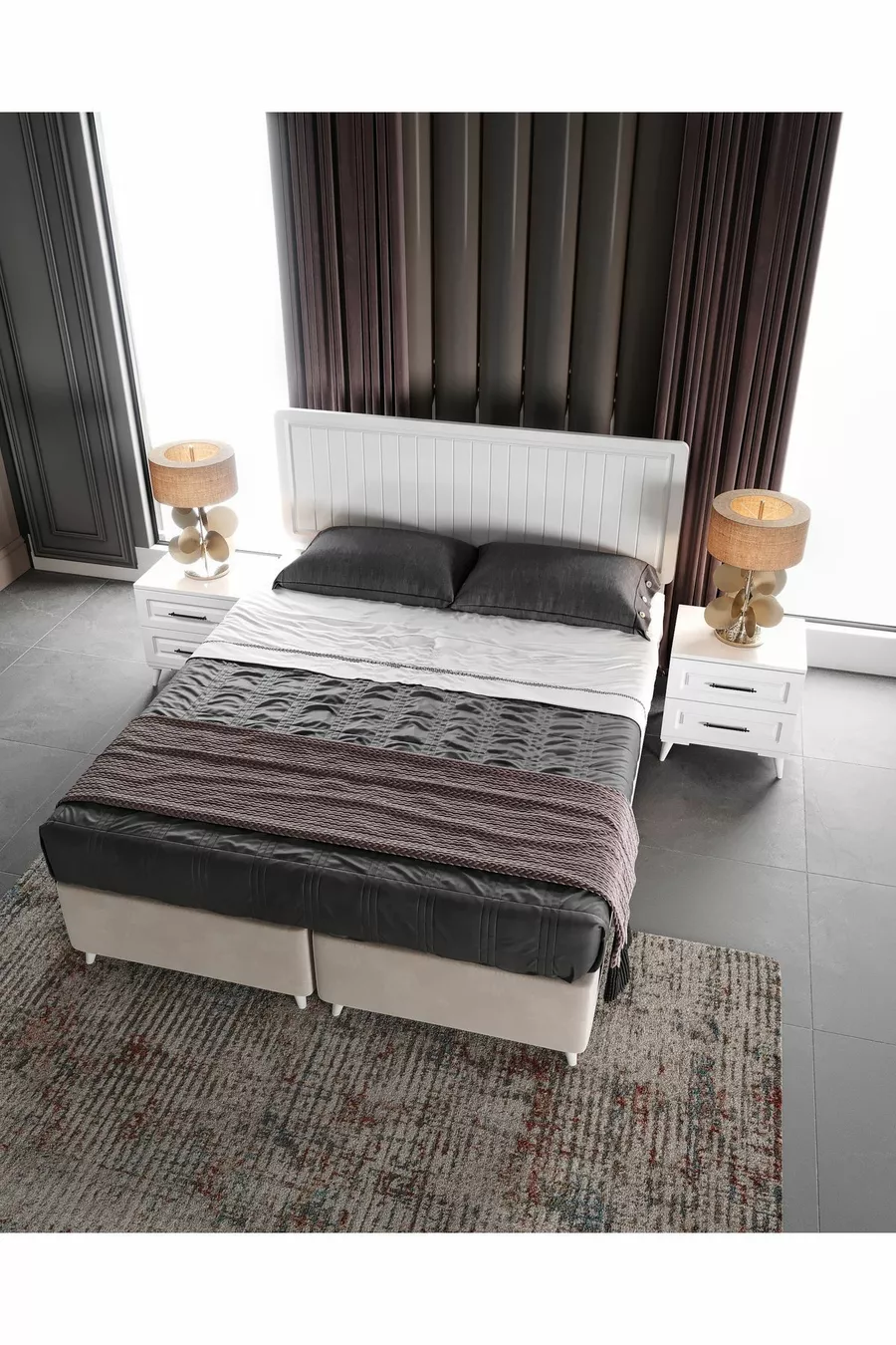 Ensemble de chambre à coucher complet en MDF blanc avec 6 portes, montage gratuit