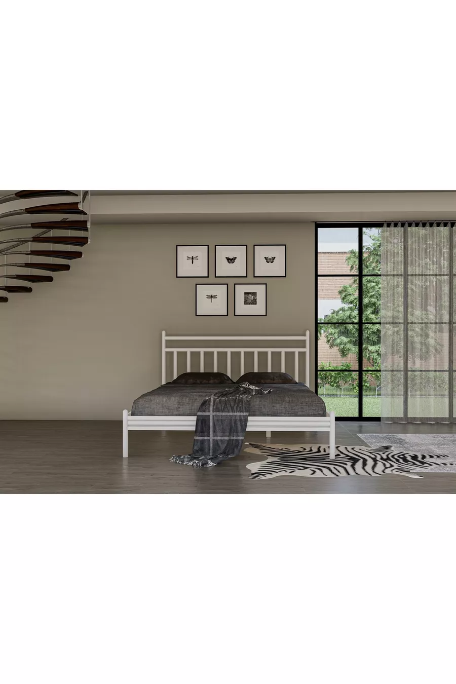 ENSEMBLE DE CHAMBRE À COUCHER METALA, BLANC, 6 PORTES