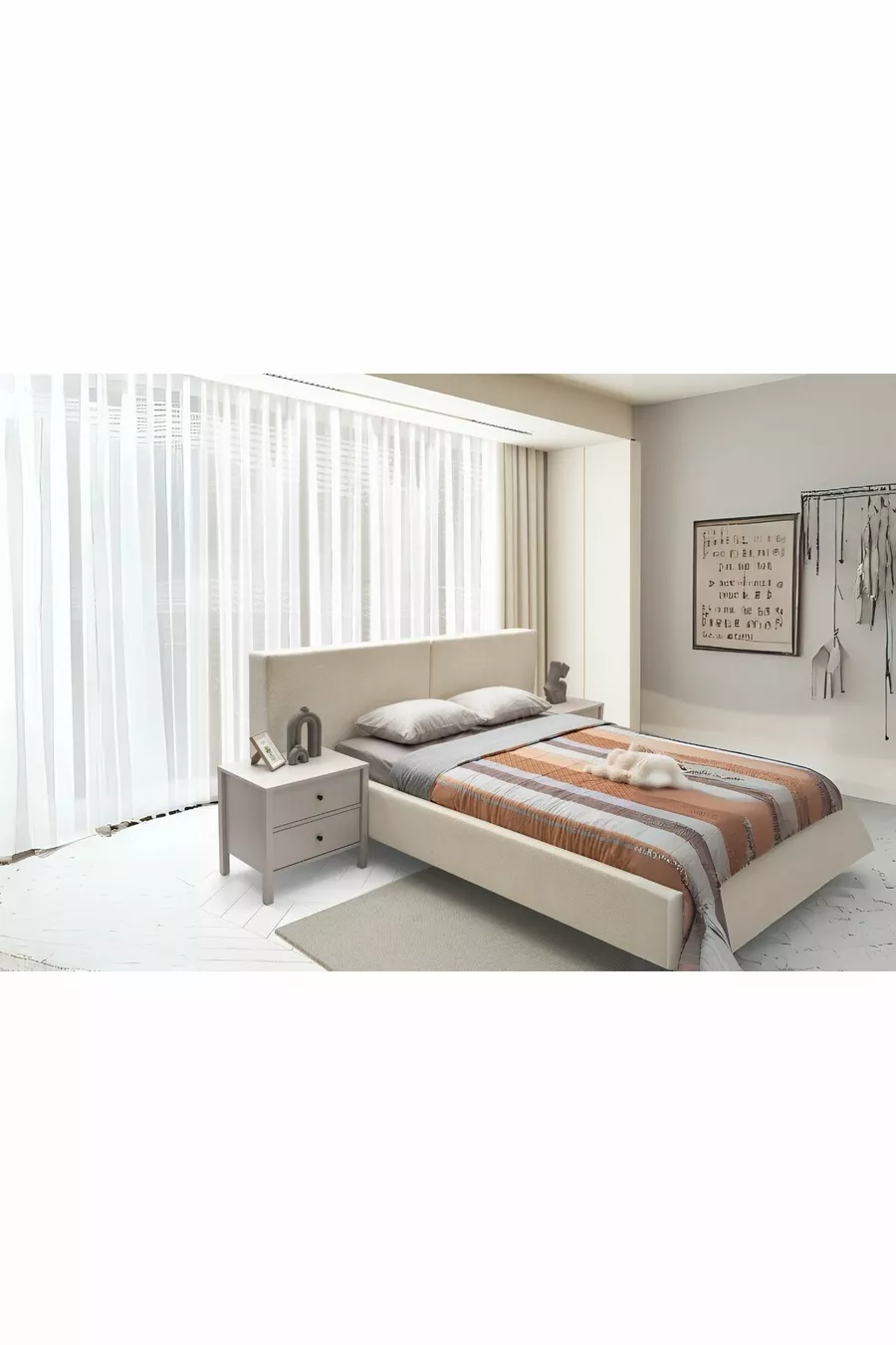 Ensemble de chambre à coucher Folt Beige 4 portes