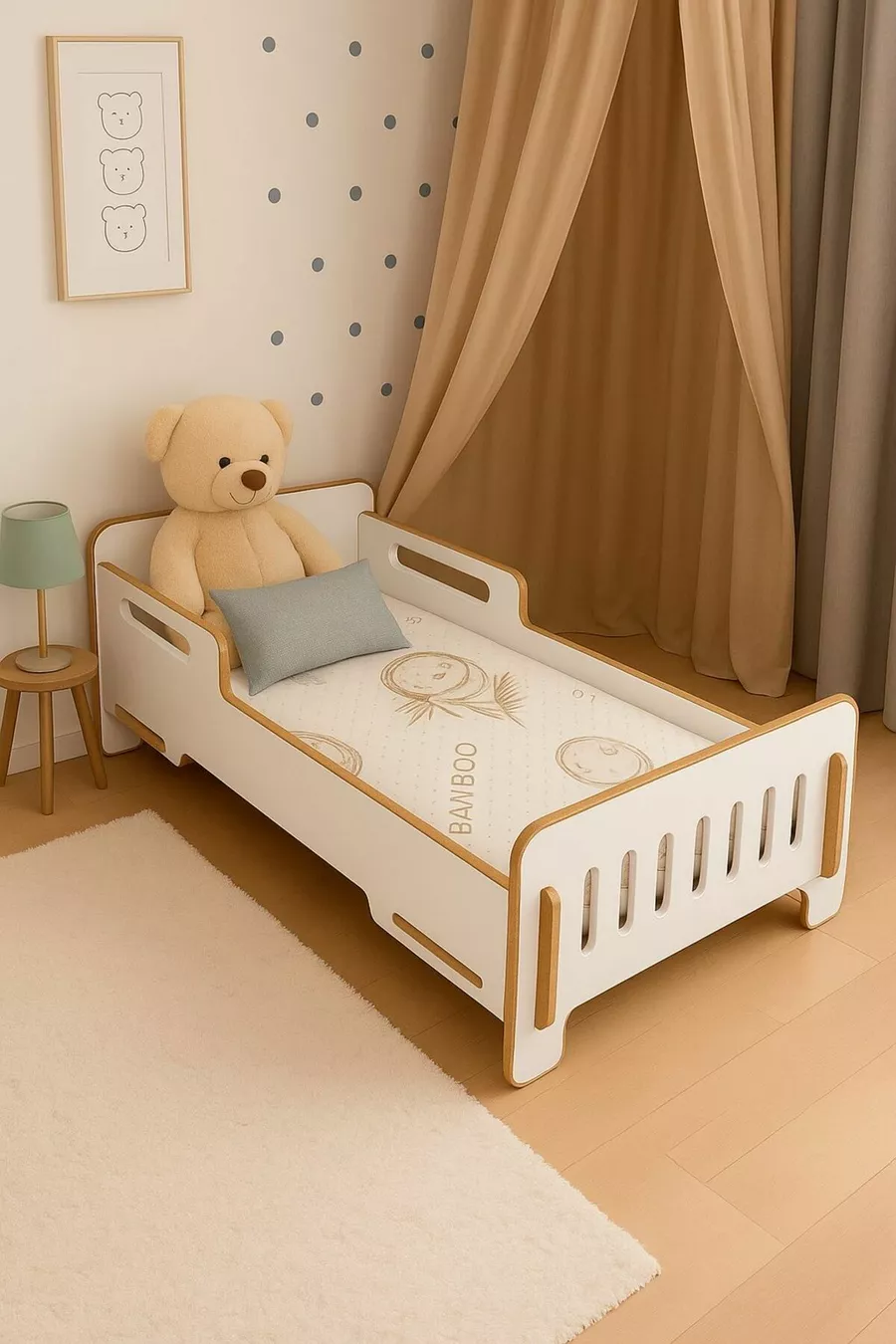 Lit pour enfant au sol - base pour enfant - cm - Lit bébé et enfant - MDF - BLANC