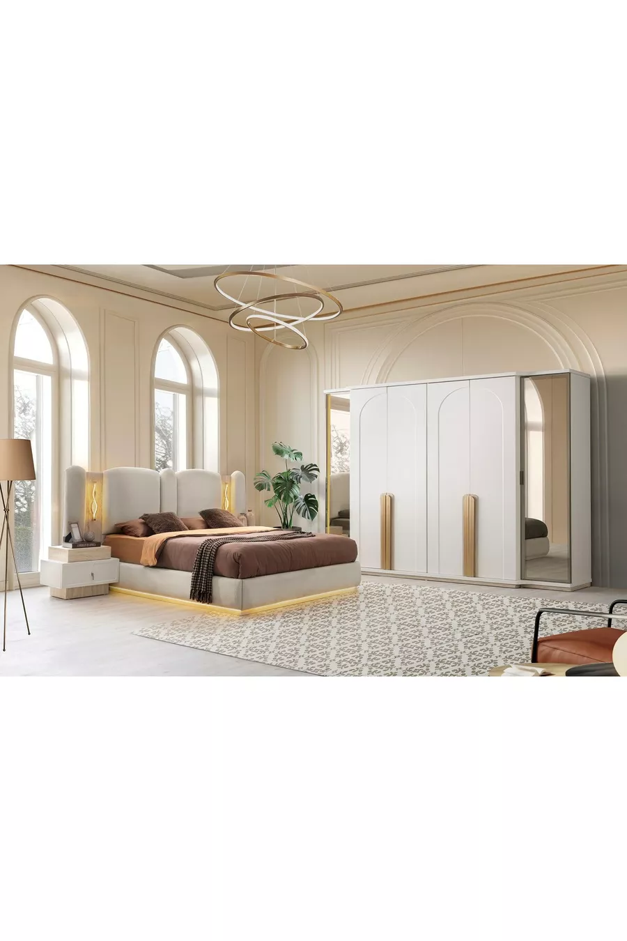 ENSEMBLE DE CHAMBRE À COUCHER LED À BASE MDF MONTANA