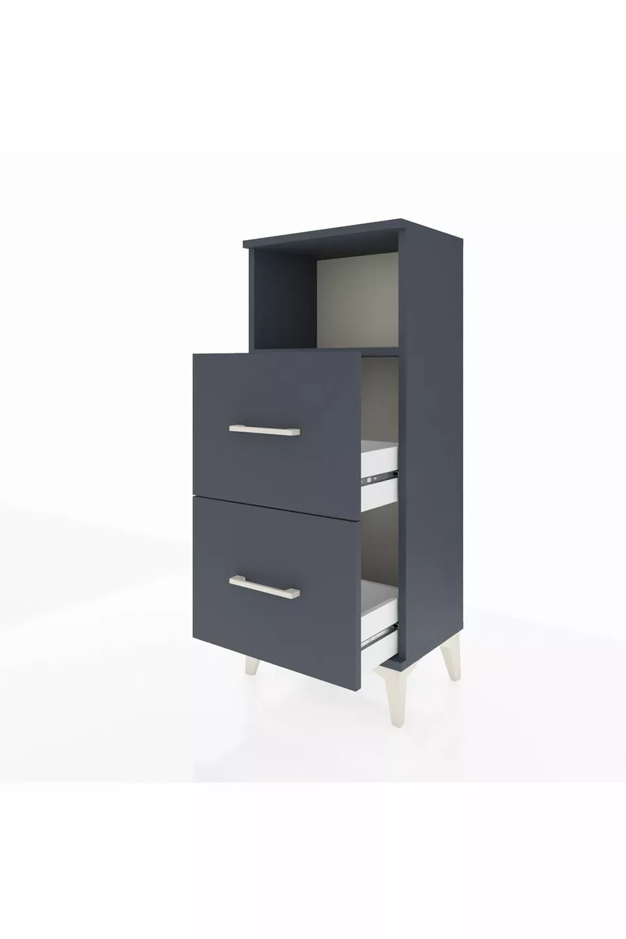 Chevet Arges à une étagère et 2 tiroirs Anthracite-Anthracite