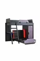 Chambre de joueur avec lits superposés, lit superposé Gamer avec LED, bureau, armoire et 2 matelas confort