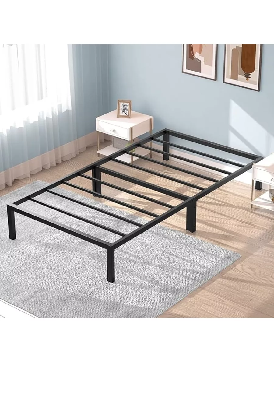 ÖZGÖK TARIM Lit en métal, Lit en métal CNS couleur noire, Simple et double, Options de taille