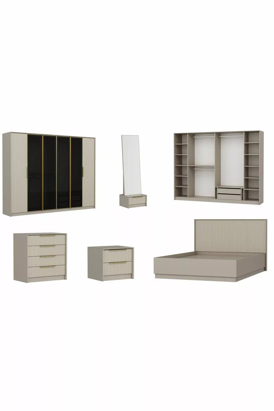Ensemble de chambre à coucher Kale Luxe - grès - Set 1