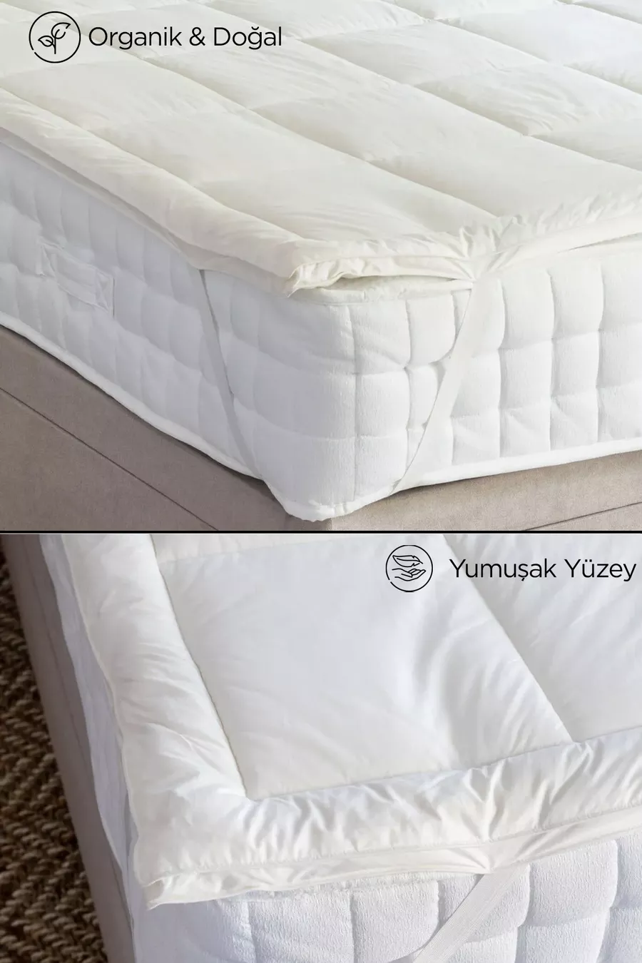 Protège-matelas en laine d'agneau à élastique aux coins | Couvre-lit en laine mérinos  % naturelle Simple, Double, King