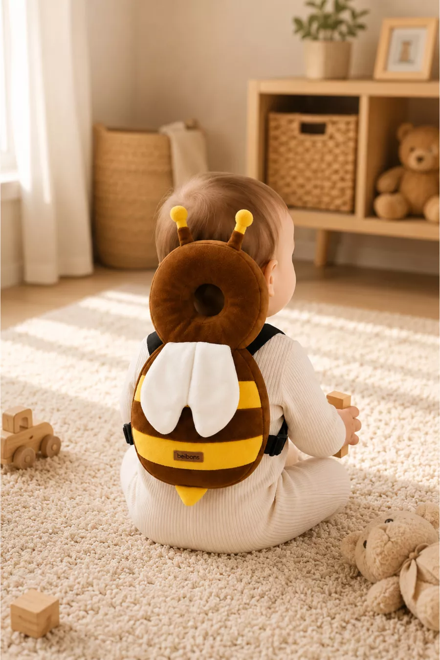 Coussin de protection de tête d'ange Protection contre la chute Protection du cou Figurine d'abeille Protection pour bébé