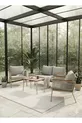 Série Beta  avec table moderne en corde tressée, Mobilier de jardin, Ensemble pour balcon -  Gris clair