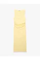 Robe longue sans manches à col rond avec détails froncés en tissu velours côtelé slim fit