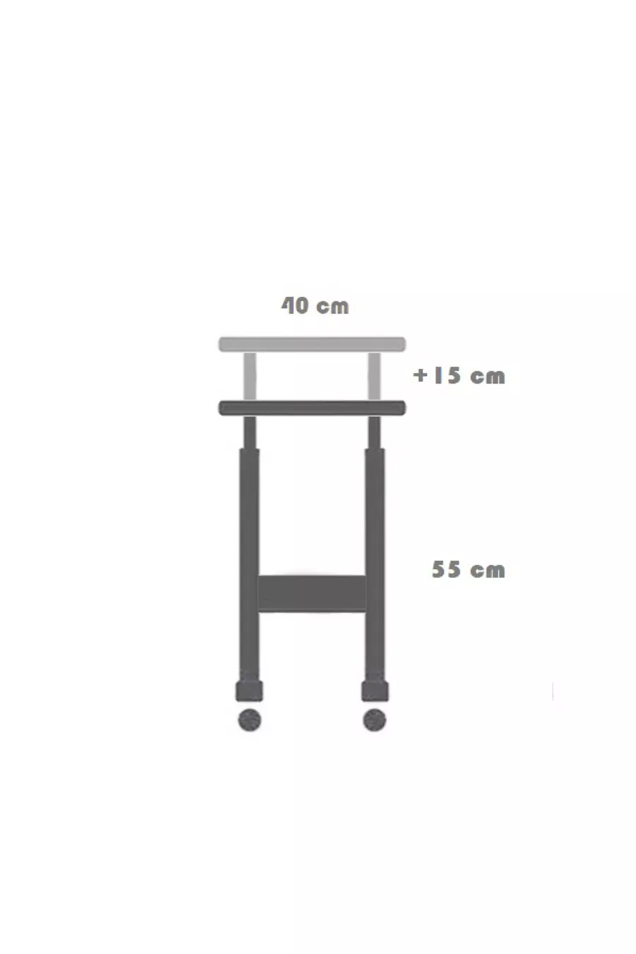 Tablette et support pour ordinateur portable réglables en hauteur - Pin Atlantique (À ROULETTES) Bord Ovale
