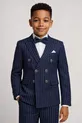 Ensemble de costume pour garçon avec veste à rayures, chemise, pantalon et nœud papillon