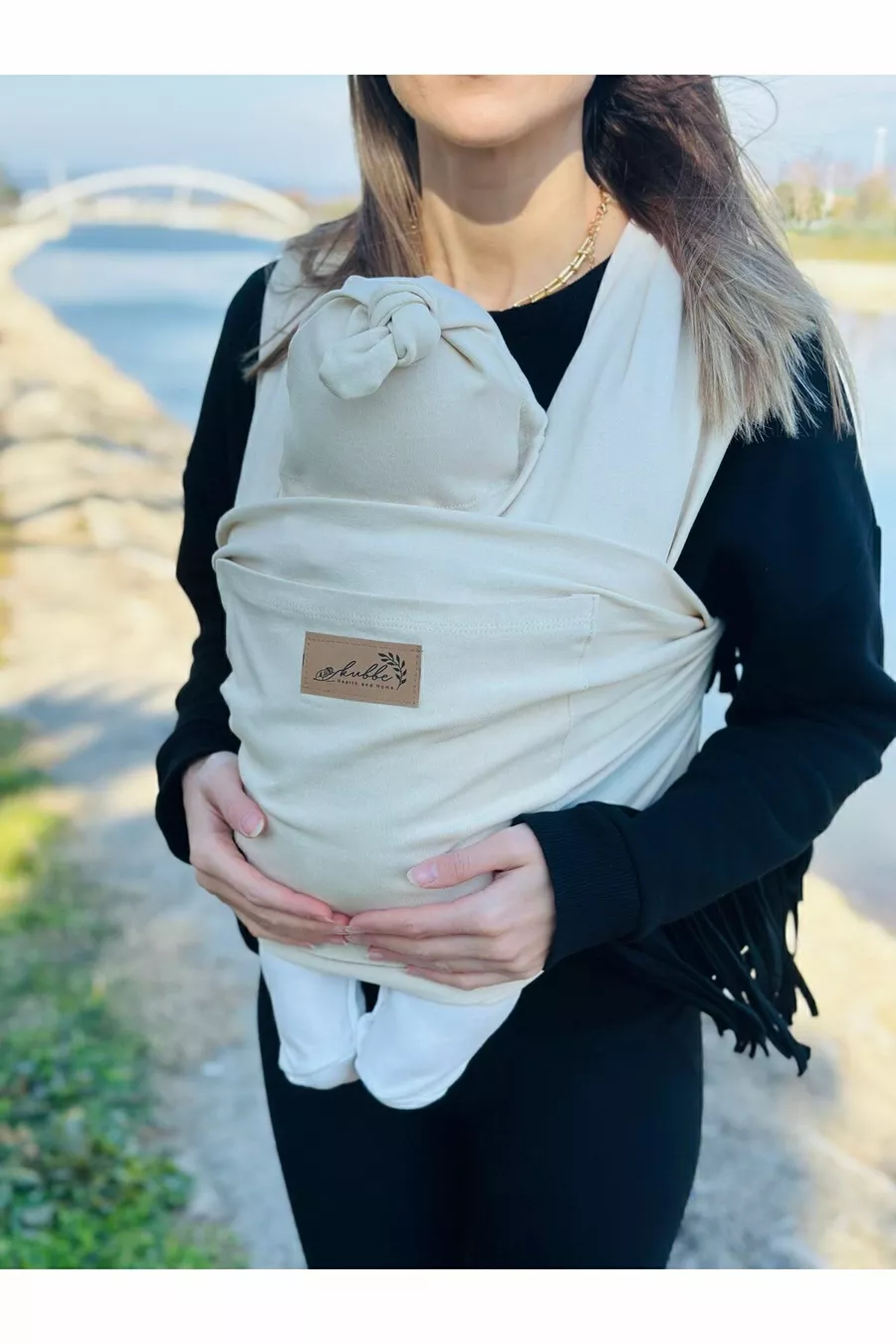 Écharpe de portage pour bébé avec poche sur le devant, écharpe porte-bébé