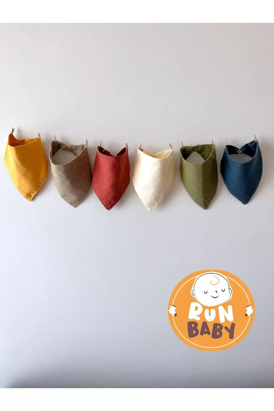 (6 pièces) Bavoir & foulard pour bébé à pression en tissu mousseline  % coton