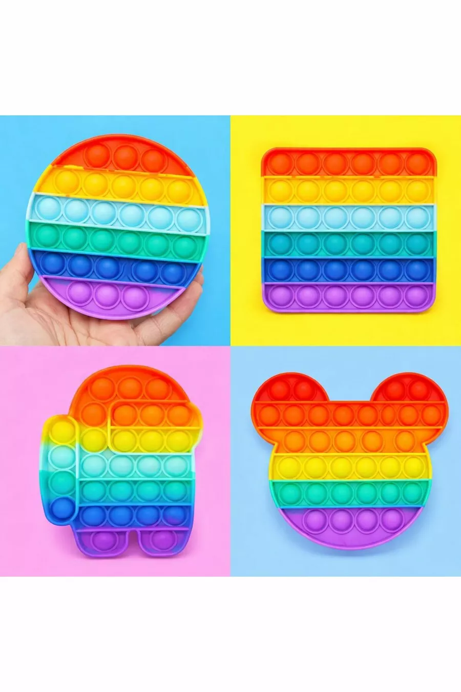 Popit Carré Arc-en-ciel Jouet Sensoriel Développement Mental Jeu Anti-Stress ,,5cm Pop It