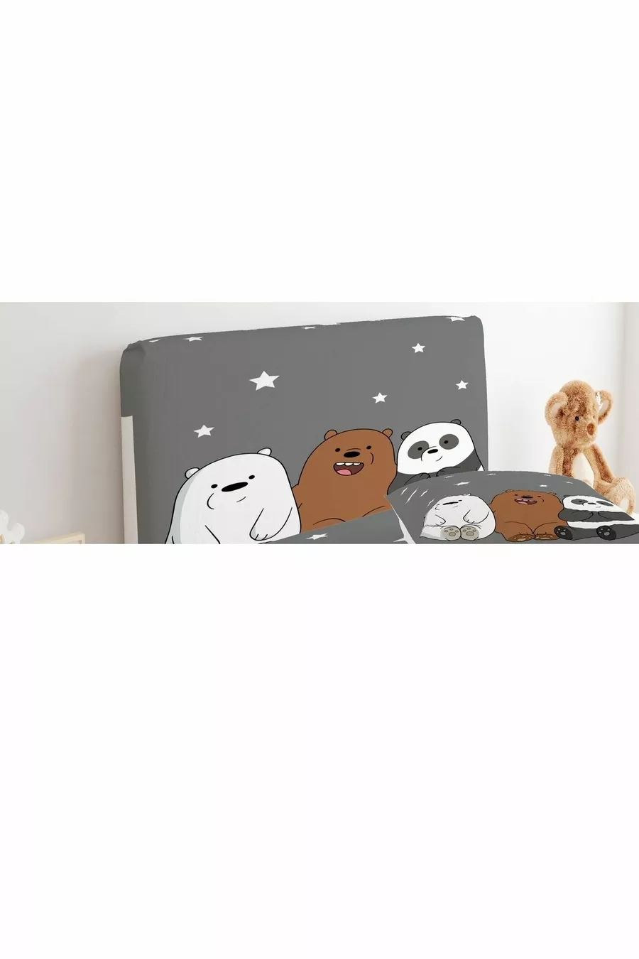 Housse de tête de lit avec étoiles, pandas et ours