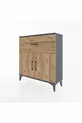 Commode Arges avec une étagère, un tiroir et deux portes, Anthracite-Épicéa