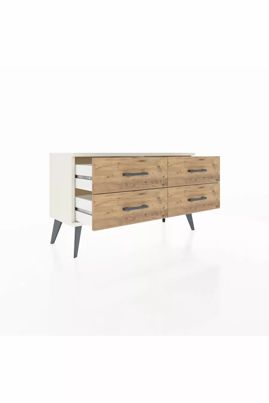 Commode Arges à 4 étagères Pierre de lune/Pine