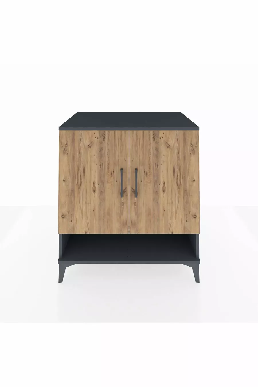 Commode Kronos 3 étagères 2 portes Anthracite-Sapin