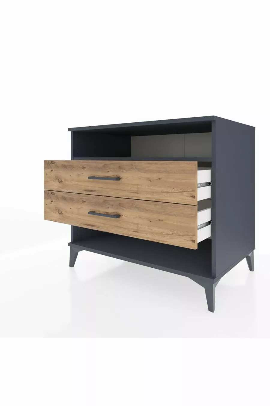 Commode Kronos à une étagère et 2 tiroirs Anthracite-Pin