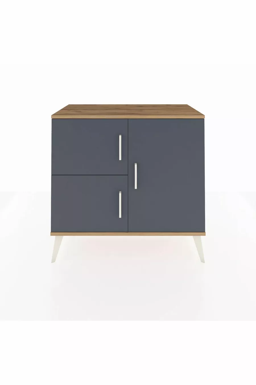 Commode Hyperion 2 étagères 3 portes Pin-Anthracite