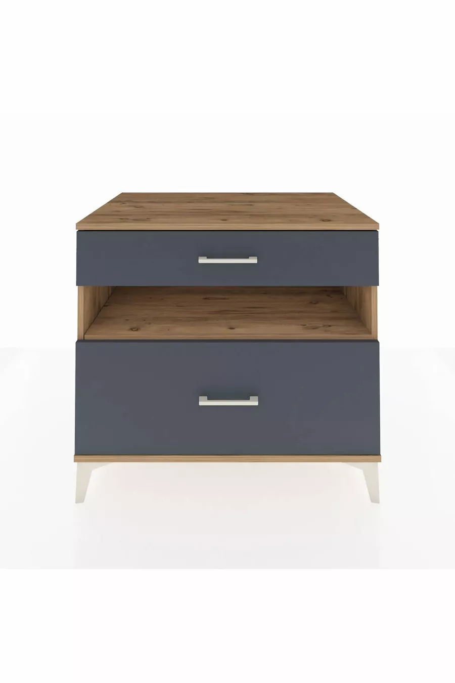 Commode Kronos à une étagère et 2 tiroirs Pin-Anthracite