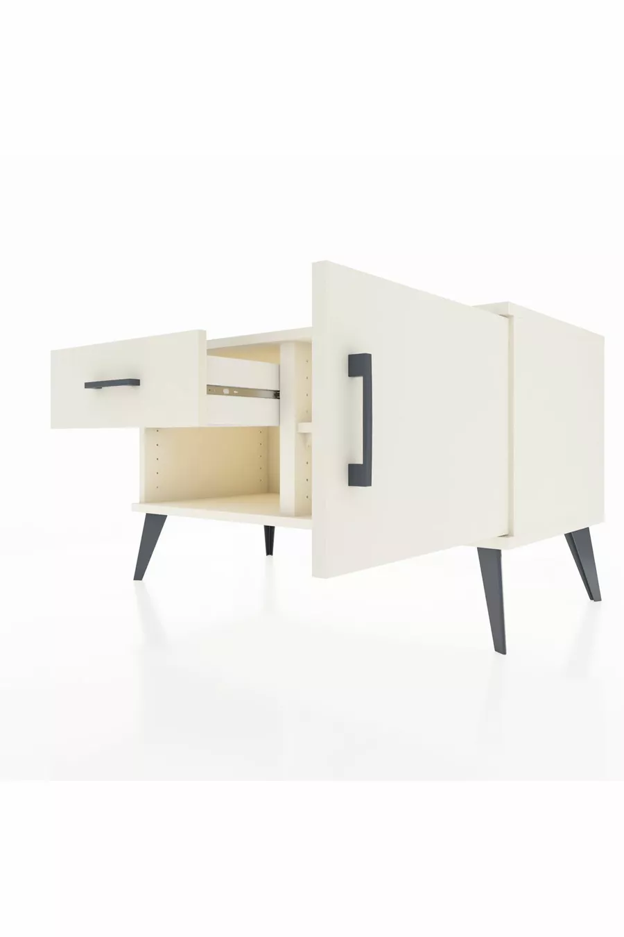 Commode Hyperion à une étagère, un tiroir et une porte en pierre de lune