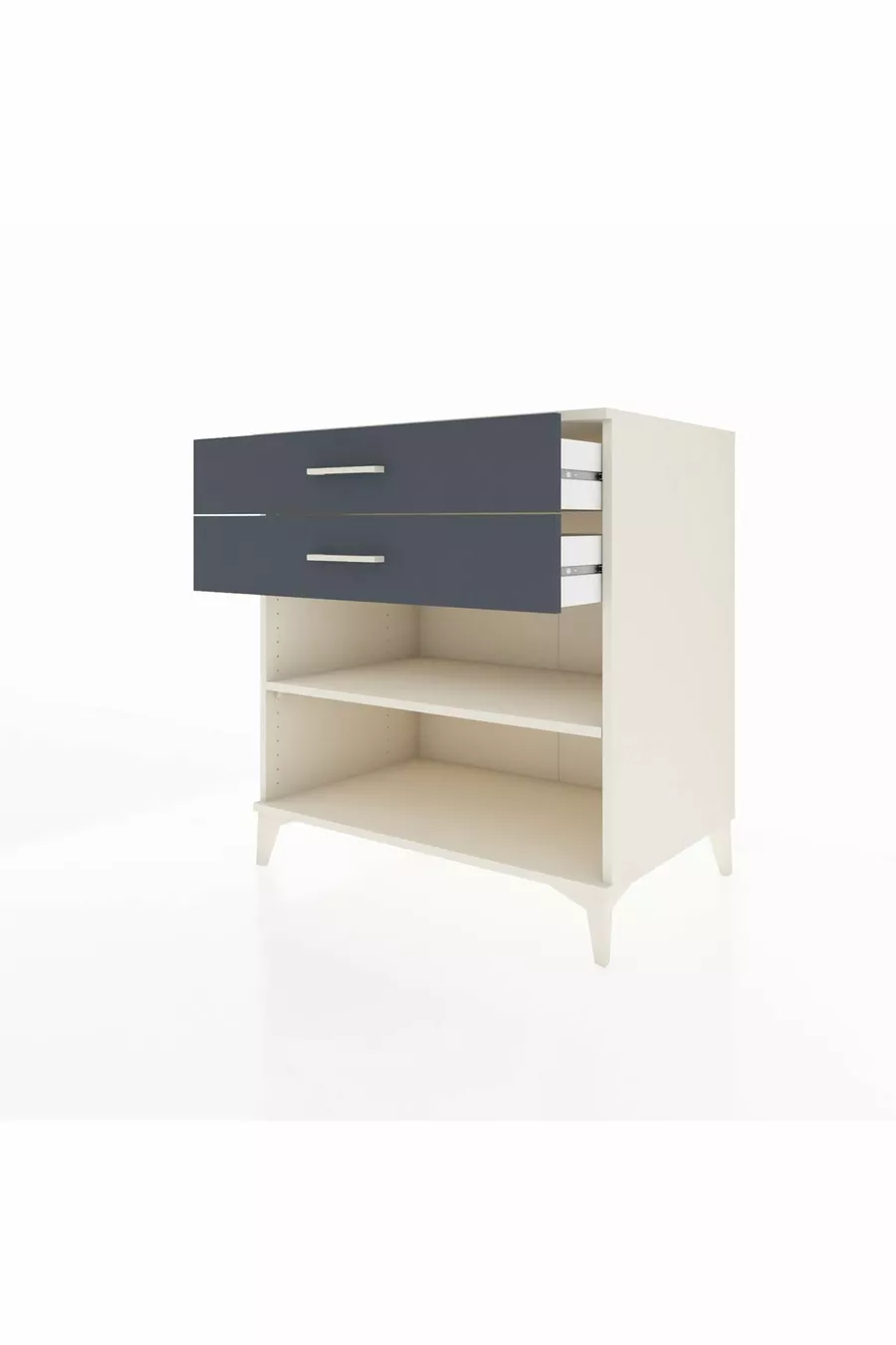Commode Kronos à une étagère et 2 tiroirs, Pierre de lune-Anthracite