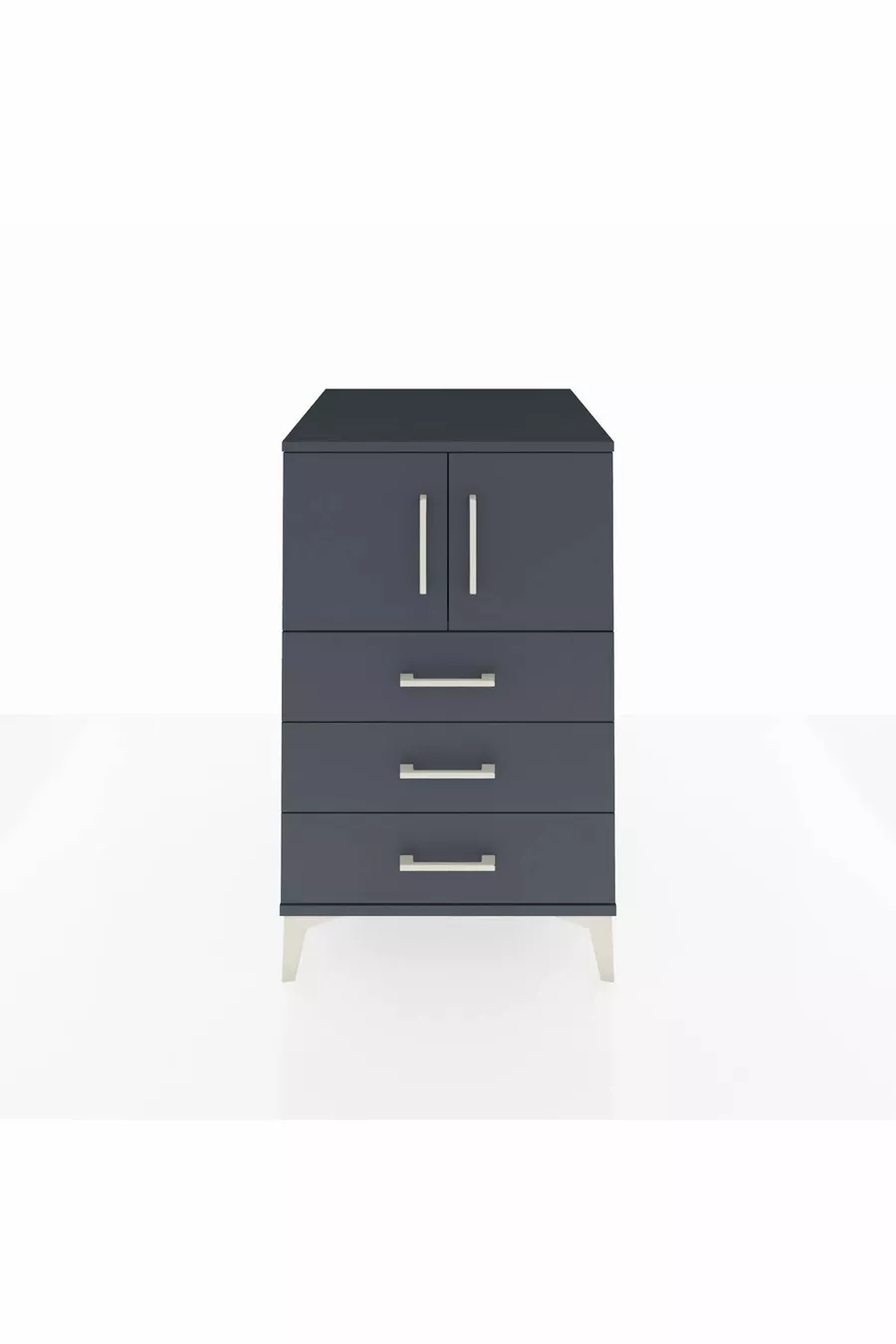 Table de chevet Kronos avec une étagère, 3 tiroirs et 2 portes, anthracite-anthracite