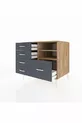Commode Kronos 2 étagères 5 tiroirs Pin-Pin/Anthracite