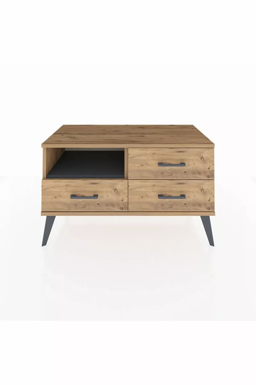Commode Hyperion à une étagère et trois tiroirs Pin-Anthracite/Pin