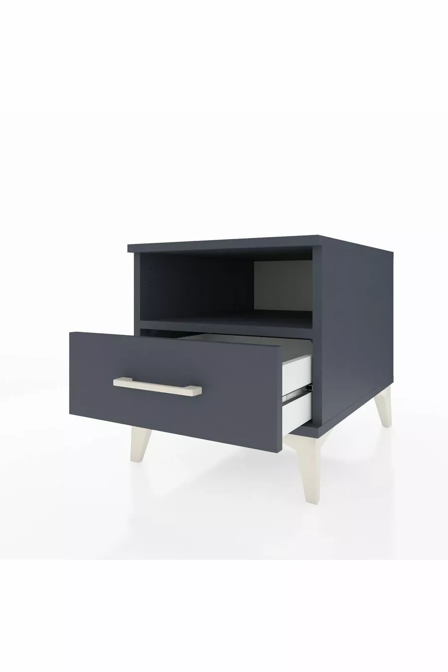Chevet Kronos à une étagère et un tiroir Anthracite-Anthracite