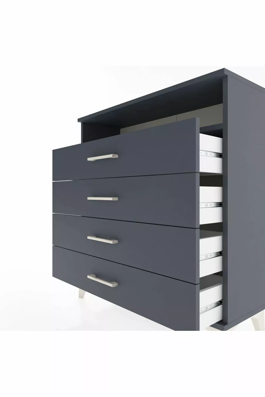 Commode Arges à une étagère et 4 tiroirs Anthracite-Anthracite